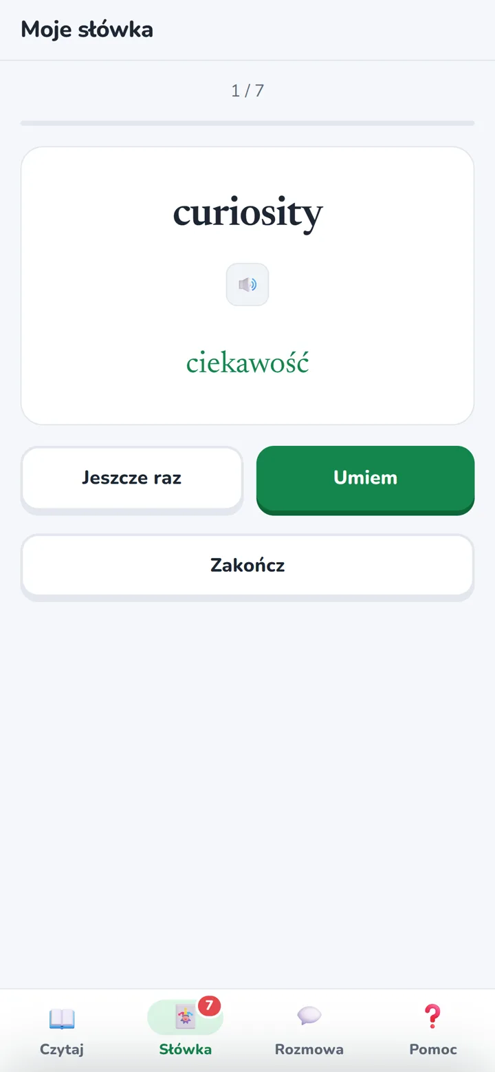 Fiszka z tłumaczeniem