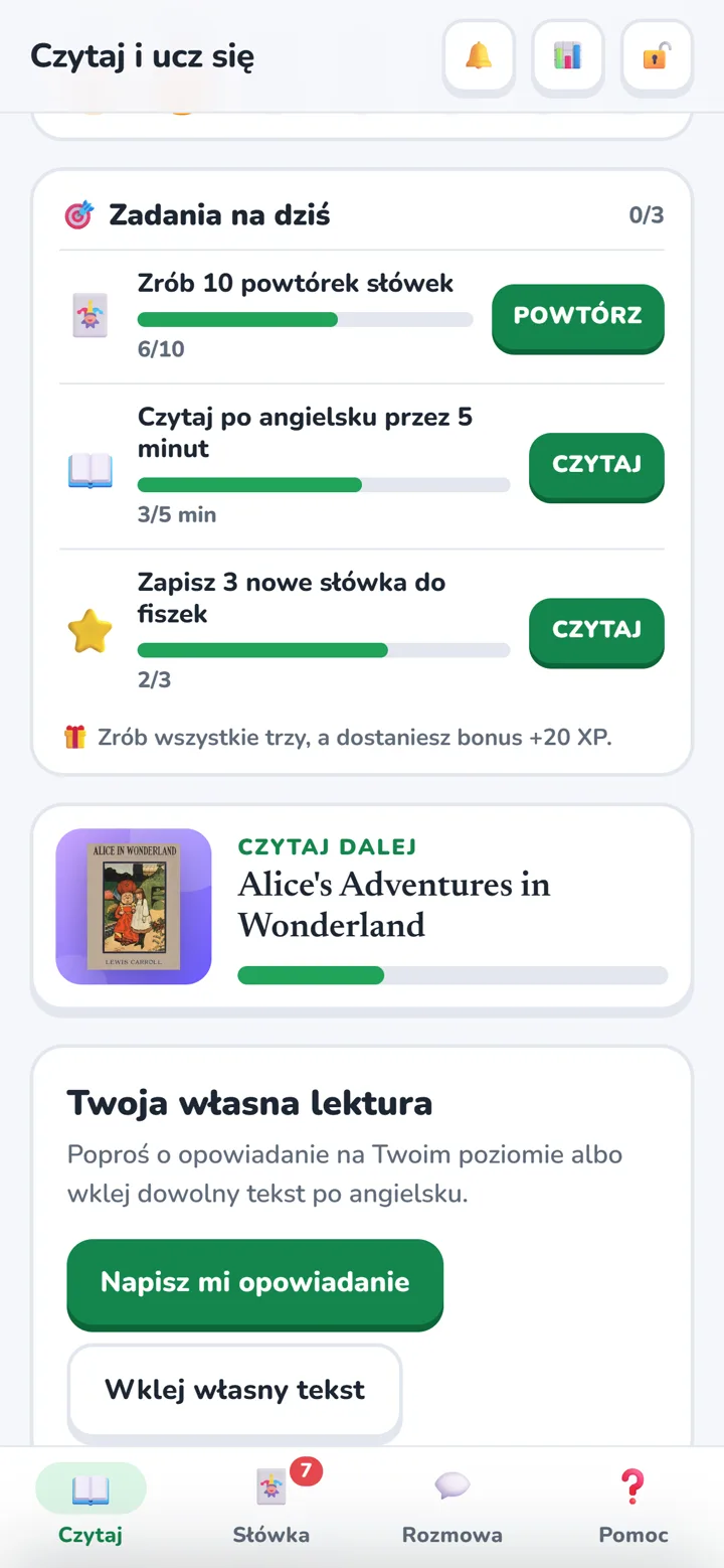 Zadania na dziś z paskami postępu