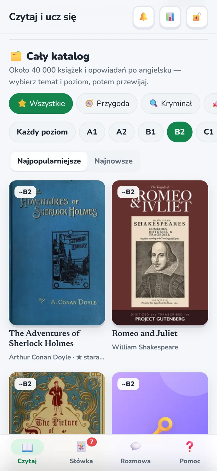 Katalog przefiltrowany do poziomu B2