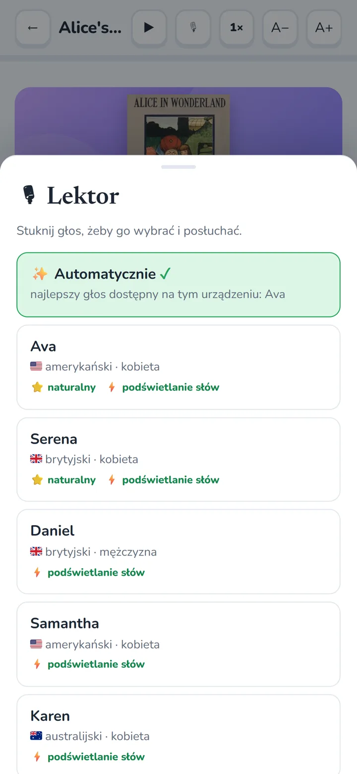 Wybór lektora: głosy z akcentem i oznaczeniami
