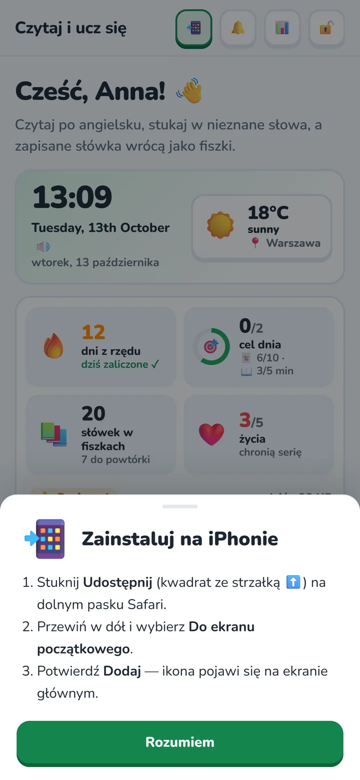 Instrukcja instalacji na iPhonie