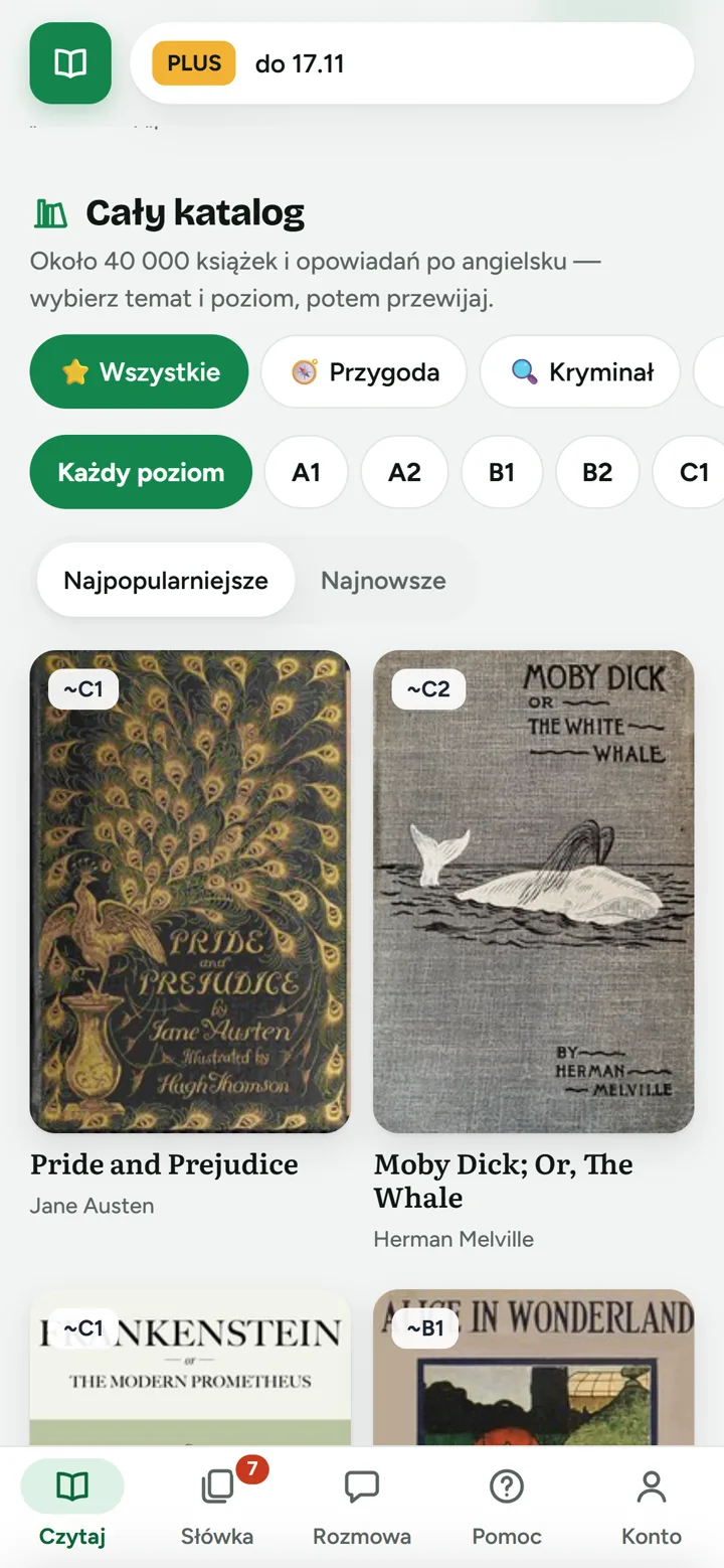 Cały katalog z tematami i poziomami