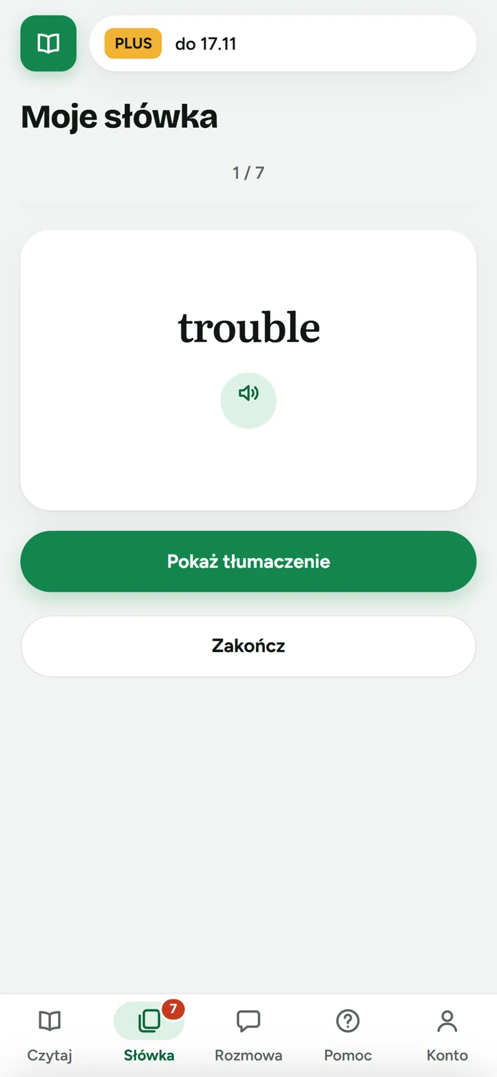 Fiszka przed odkryciem tłumaczenia