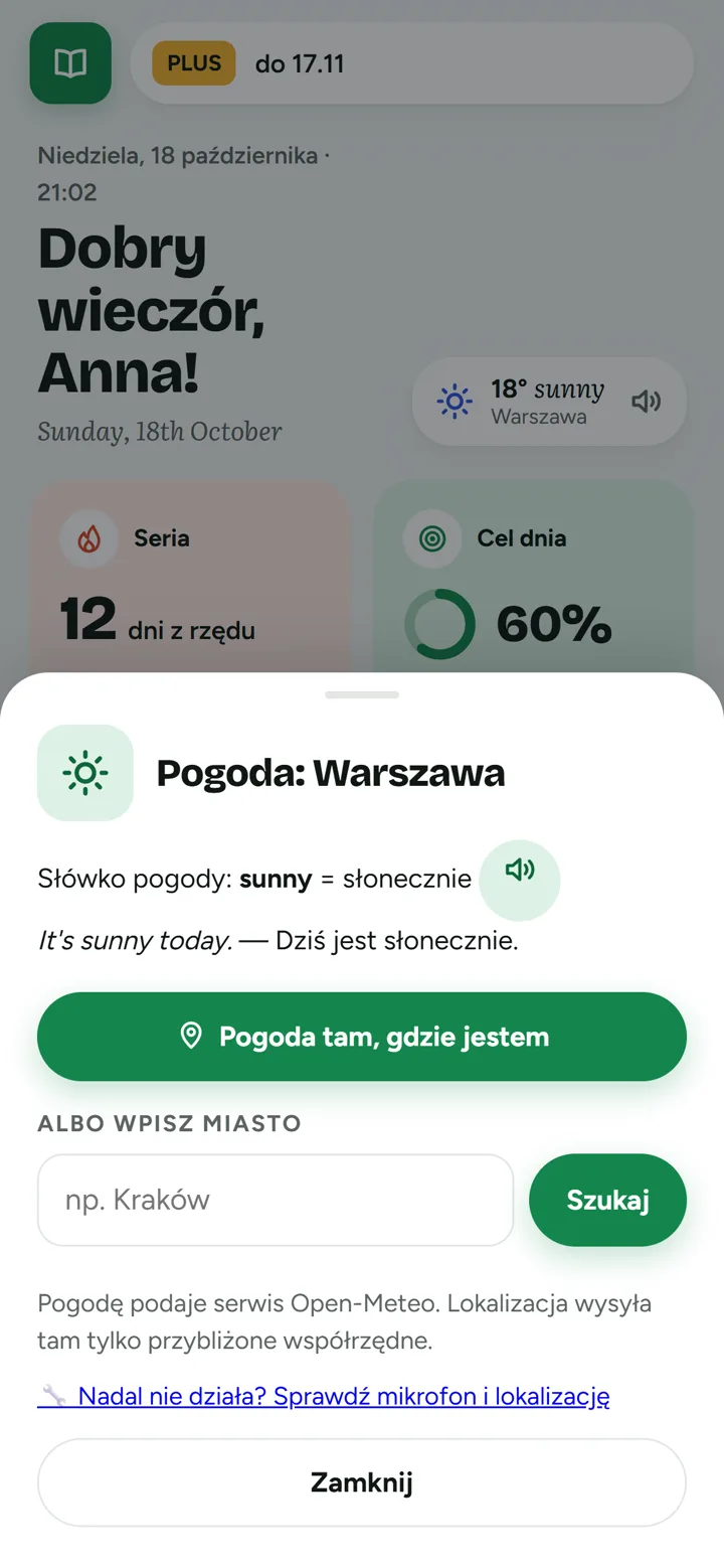 Pogoda ze słówkiem po angielsku
