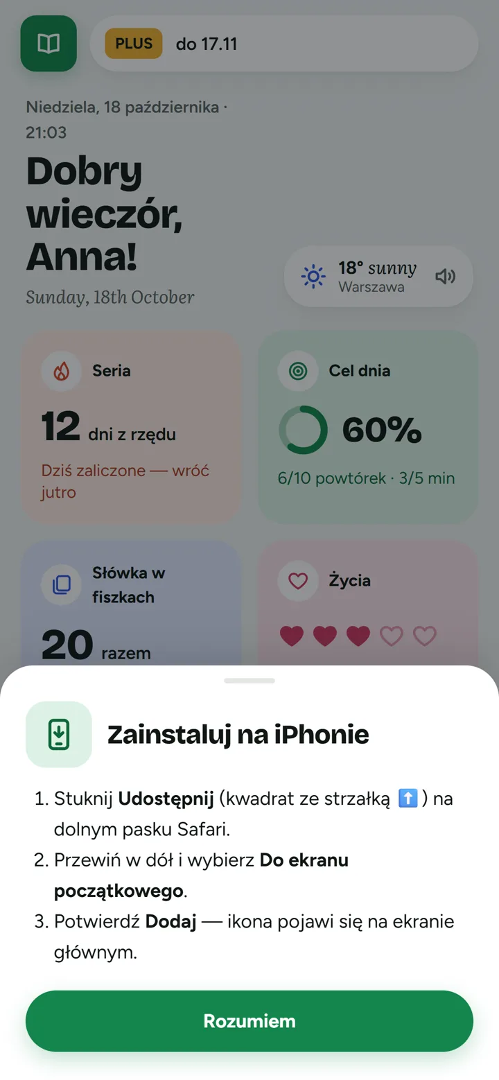 Instrukcja instalacji na iPhonie